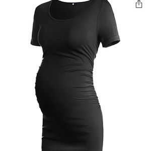 Musidora ruched midi maternity body con dress